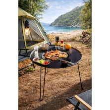 Katlanabilir Kamp Masası Izgaralı Mangal Özellikli Taşınabilir Outdoor Piknik Masa