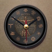 Bsb Da Vinci Çizimleri Temalı Magnet Saat Buzdolabı Süsü Duvar Saati 10,5cm MS7017