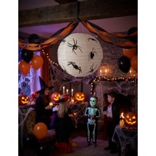 Dodomar Halloween Japon Feneri 30 cm Beyaz Örümcek Desenli Cadılar Bayramı Parti Süsleme