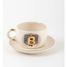 BSK Ceramics Handmade Kedi Harfli Çay Fincanı B Harfi