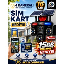 Vivatech Renora 4 Kameralı (3 Motorlu + 1 Sabit) 16MP 4g Solar Kamera Aov 7/24 Kayıt 1 Ay 15GB Turkcel Hediye