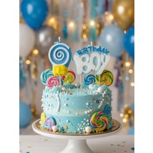 Dodomar Mum Mavi Birthday Boy Şekerli Doğum Günü Pasta Mumu Çocuk Parti ve Kutlama Süsü