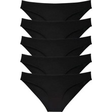 5 Adet Süper Eko Set Likralı Kadın Slip Külot Siyah