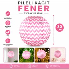 Dodomar Pembe Zigzag Desenli Japon Feneri Kağıt Fener 30 cm Doğum Günü Kına Nişan Parti Süsü