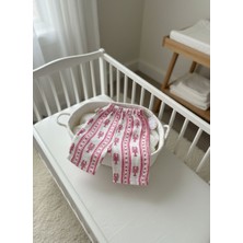 Pembe Istakoz Desenli Çift Kat Müslin Oversize Alt | 0-5 Yaş