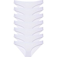 7 Adet Süper Eko Set Likralı Kadın Slip Külot Beyaz