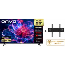 Onvo 55VQ90F3UA 55'' 140 Ekran Uydu Alıcılı 4K Ultra Hd Google Smart QLED Tv+ Askı Aparatı Hediye