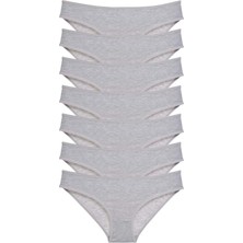 7 Adet Süper Eko Set Likralı Kadın Slip Külot Gri