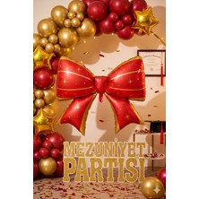 Dodomar Mezuniyet Fiyonk Folyo Balon Kırmızı Gold 98X75 cm Mezuniyet Partisi Süsü Dekorasyonu
