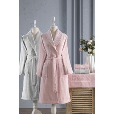 Özdilek Blossom Bornoz Takımı Aile Seti Pembe Gri- 5parça
