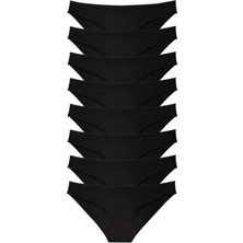 8 Adet Süper Eko Set Likralı Kadın Slip Külot Siyah