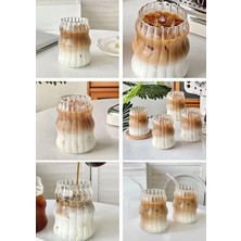 Hvc Ticaret 6 Pipet 6 Adet Sukabağı Desenli Kahve Bardağı, Soğuk Sıcak Kahve Bardağı 500 ml