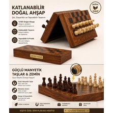 Elifeshop Kişiye Özel Isimli Lüks Ahşap Manyetik Satranç Takımı 30 cm Katlanır Özel Yuvalı Premium Oyun Seti