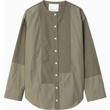3.1 Phillip Lim Mixed Oxford Collarless %100 Pamuk Hakim Yaka Kadın Gömlek
