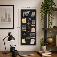 Dünya Magnet Mıknatıslı Pano, Siyah Renk, 30X75 Cm, Dekoratif Metal Hatırlatma Hatıra Magnet Panosu