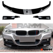 Ramm Bmw F30 F31 Ön Tampon Lipi + Flap Seti - Parlak Siyah -  F30 F31 M Pack 2013-2019