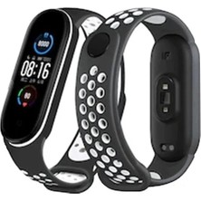 Belirtilmemiş Mi Band 4 Spor Delikli Kordon - Siyah-Beyaz