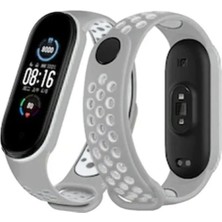 Belirtilmemiş Mi Band 4 Spor Delikli Kordon - Gri-Beyaz