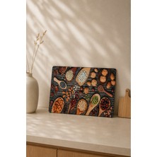 Emba Home Cam Kesme Tahtası 25X35 cm | Baklagil Desenli Dekoratif Kesme Tahtası | Mutfak Tezgah Koruyucu | Cam Sunum Tahtası