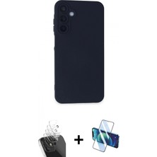Pileli Store Pilelistore™ Galaxy A15 4g Kılıf Ahenk Serisi - Siyah 3D Antistatik Seramik Nano Ekran Koruyucu + Kamera Lens Koruma Cam - Sf
