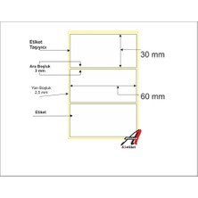 A1 Kirtasiyejet Etiket Termal Etiket 30 x 60 mm  50,000 Adet Termal Barkod Etiketi 1.000 Sarımlı 50 Rulo