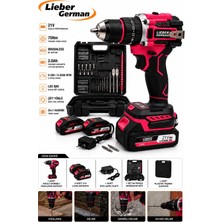 Lieber German 21 Volt Kömürsüz Motor 84 Parça 2x Akülü Darbeli Vidalama Matkap