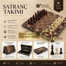 Elifeshop Kişiye Özel Isim Yazılabilir Lüks Mozaik Desen Ahşap Manyetik Satranç Seti 29 cm Premium Oyun Takımı