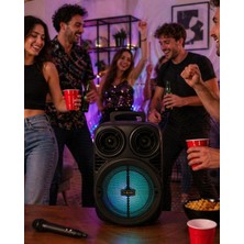 Kuzgun Ticaret Kablosuz Karaoke Hoparlör Mikrofonlu Rgb Işıklı 6.5 Inç Bluetooth Speaker Taşınabilir - Lisinya
