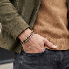 Parmas Design Kaplan Gözü ve Hematit Çelik Zincirli Erkek Premium Bileklik 01830