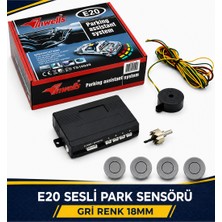 Inwells 18mm Sesli Park Sensörü 4 Lü Gri Geri Vites Park Destek Sistemi Araç Park Sensörü Seti