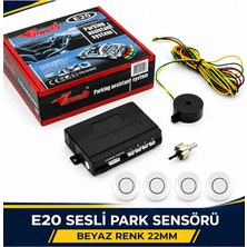 22MM E20 Sesli Park Sensörü 4 Lü Beyaz Geri Vites Park Destek Sistemi Araç Park Sensörü Seti