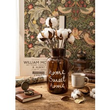 Daimahome Amber Cam Dekoratif Vazo Home Sweet Home +Pamuk Çiçeği Ile