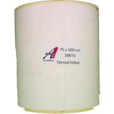 A1 Kirtasiyejet Etiket Termal Etiket 75 x 100 mm 3.000 Adet Termal Barkod Etiketi 500 Lü Sarım 6 Rulo