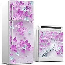 Belirtilmemiş Buzdolabı Bulaşık Makinası Beyaz Eşya Kaplama 3D Mor Ağaç