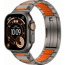 AktarMobile Apple Watch 7 8 9 45 mm uyumlu Metal Silikon Hibrit Kordon Premium Paslanmaz Çelik Kayış