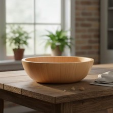 Belirtilmemiş Doğal Bambu Salata Kasesi – 20CM & 25CM Çap Seçenekli El Yapımı Derin Ahşap Servis Karıştırma Ka