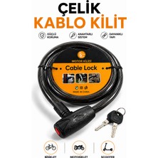 Alıç Çelik Kablo Kilit Anahtarlı Bisiklet Kilidi Motosiklet Kilidi Scooter Güvenlik Kilidi Dayanıklı Spiral Kablo KILIT-120 cm
