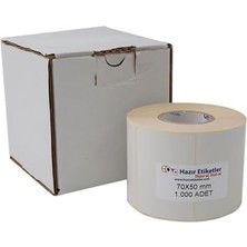 Belirtilmemiş Kuşe Etiket 70MM x 50MM Ruloda 1000 Adet 40MM Çapında Baskısız Barkod Yazıcı Etiketi