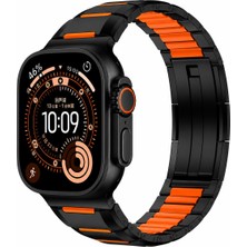 AktarMobile Apple Watch 10 / 11 46 mm uyumlu Metal Silikon Hibrit Kordon Premium Paslanmaz Çelik Kayış