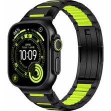 AktarMobile Apple Watch 6 5 4 3 2 1 SE 44 mm uyumlu Metal Silikon Hibrit Kordon Premium Paslanmaz Çelik Kayış