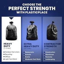 Belirtilmemiş Plasticplace T55129BK 55-60 Galon Torbası 1,2 Mil - Siyah Kutusu Astarları - 35" x 54" (90