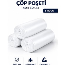 MSE HOLD 40X50 Küçük Boy Çöp Poşeti 3 Rulo 120 Adet Dayanıklı Sızdırmaz Çöp Torbası