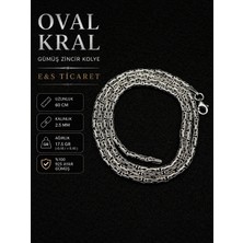 Erkek Oval Kral Gümüş Zincir Kolye 2.5 mm 925 Ayar Gümüş Oksitli
