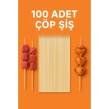 Belirtilmemiş Meri̇p Plasti̇k 100 Adet Bambu Şi̇ş & Yanmaz Bambu Şi̇ş & 30 cm & Ai̇rfryer Şi̇ş