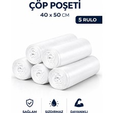 MSE HOLD 40X50 Küçük Boy Çöp Poşeti 5 Rulo 200 Adet Dayanıklı Sızdırmaz Çöp Torbası