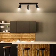 Riolight Rıolight Modern2 Siyah Salon,mutfak,giyinme Odası,cafeler Için Metal 3lü LED Spot Avize(Ampul Dahil)