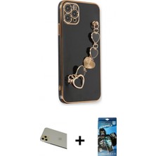 Pileli Store Pilelistore™ iPhone 11 Pro Max Kılıf Nova Işık Prime - Siyah 34D Izgaralı Cam + Rainbow Kamera Lens Koruma Cam - Gd