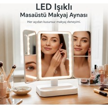Bubitechh LED Işıklı Masaüstü Makyaj Aynası Beyaz