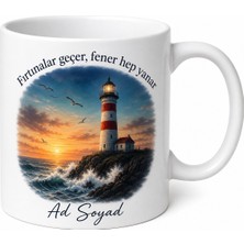 Tupya Gift Deniz Feneri Temalı Baskılı Kupa Bardak Hediye Özel Tasarım Porselen Mug