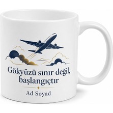 Tupya Gift Pilot Temalı Baskılı Kahve Kupası Pilotlara Özel Tasarım Hediye Bardak